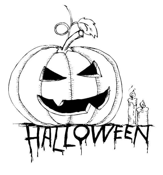 Coloring Halloween pumpkin. Category pumpkin Halloween. Tags:  Halloween, pumpkin.