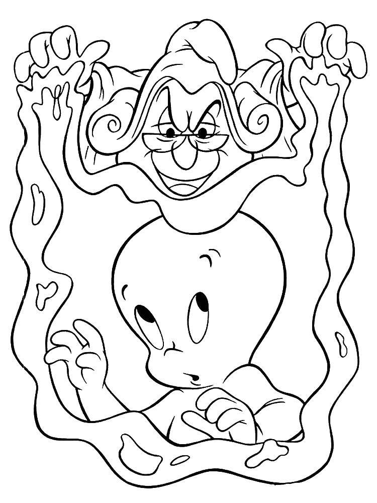 Coloring Casper and witch. Category Ghost . Tags:  Casper, a Ghost.