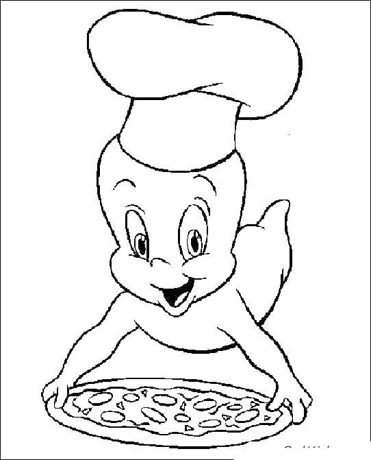 Coloring Casper pizza. Category Ghost . Tags:  Halloween Ghost, .