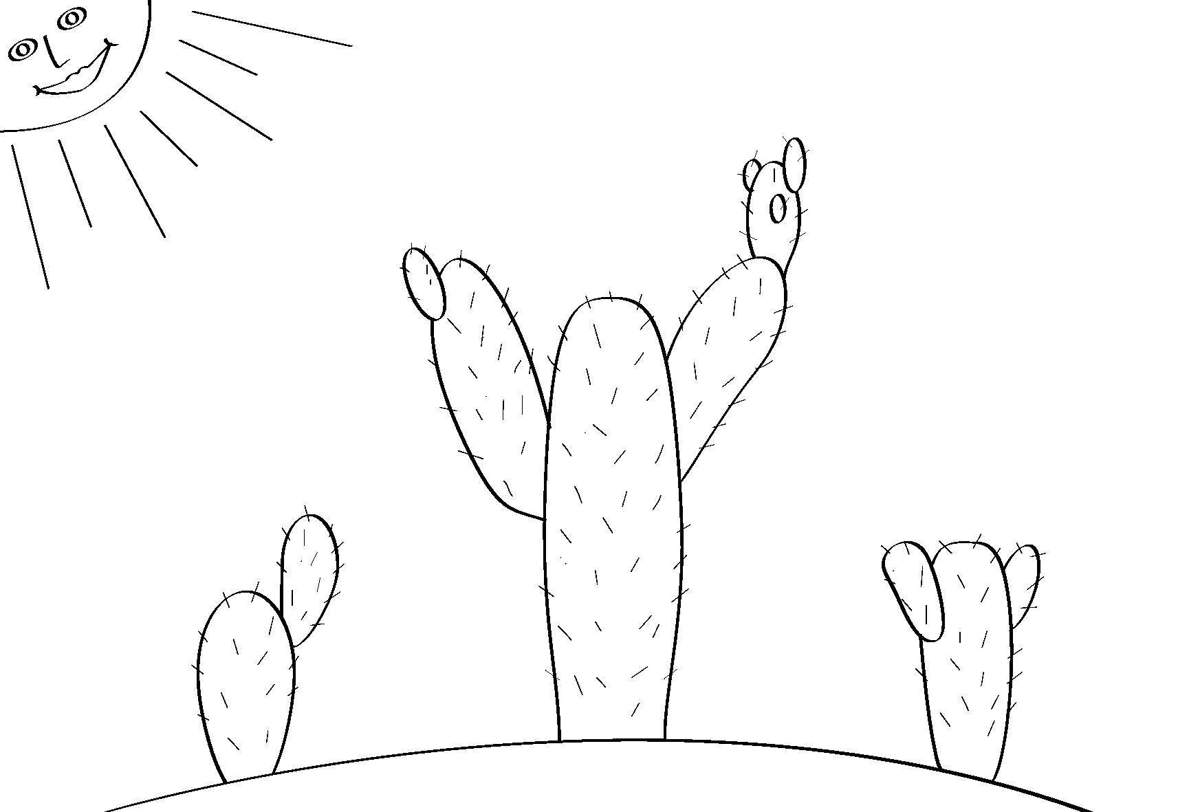 Coloring Desert cacti. Category cactus. Tags:  Flowers, cactus.