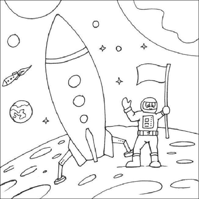 Coloring An astronaut on the moon. Category space. Tags:  moon, space.