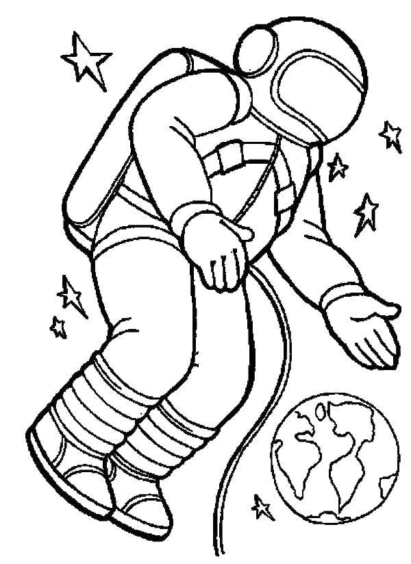 Coloring Astronaut in zero gravity. Category space. Tags:  Space.