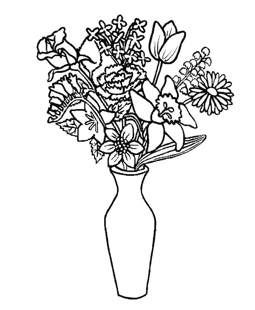 Coloring Vase with flowers. Category flowers. Tags:  flowers.