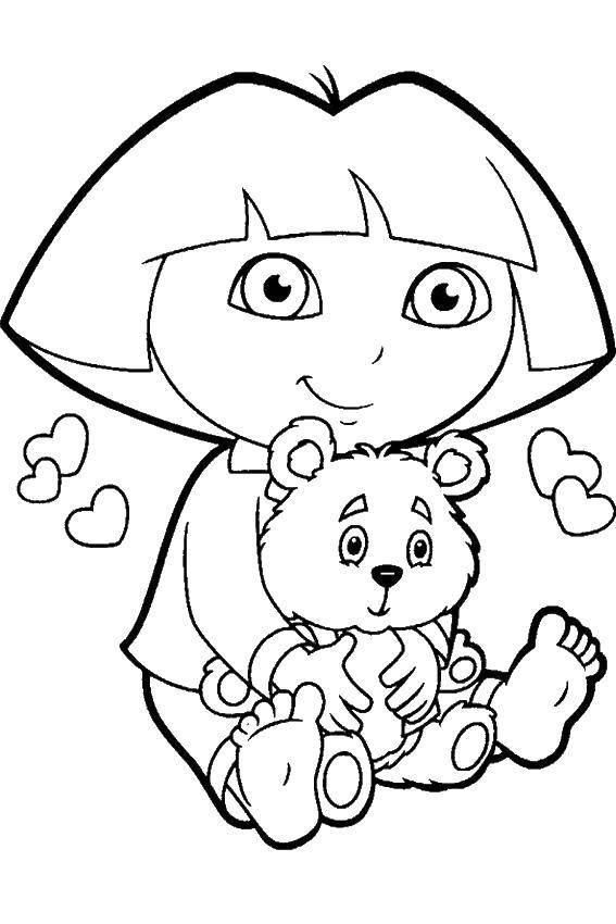 Coloring Dasha with a toy. Category Cartoon character. Tags:  Cartoon character, Dora the Explorer, Dora, Boots.