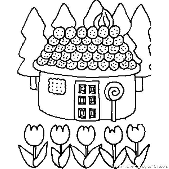 Название: Раскраска Пряничный домик. Категория: Раскраски дом. Теги: Дом, здание.