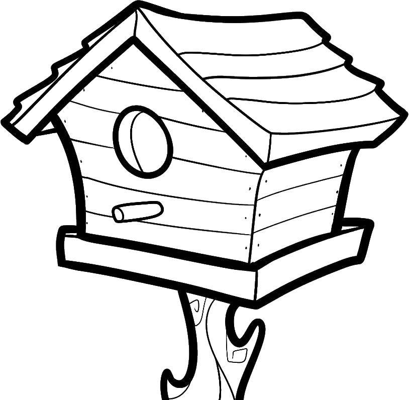 Coloring Birdhouse. Category tree. Tags:  Trees, birdhouse.