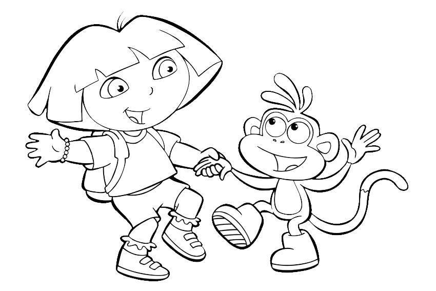Coloring Dasha and slipper. Category Cartoon character. Tags:  Cartoon character, Dora the Explorer, Dora, Boots.