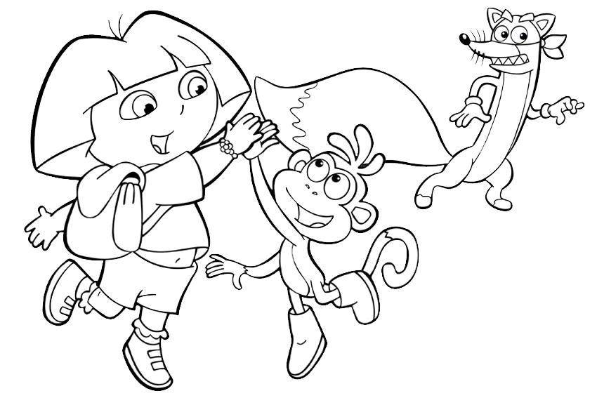 Coloring Dasha, a crook and slipper. Category Cartoon character. Tags:  Cartoon character, Dora the Explorer, Dora, Boots.