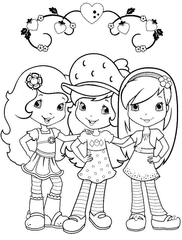 Coloring Charlotte strawberry with friends. Category cartoon. Tags:  Charlotte, cartoon.