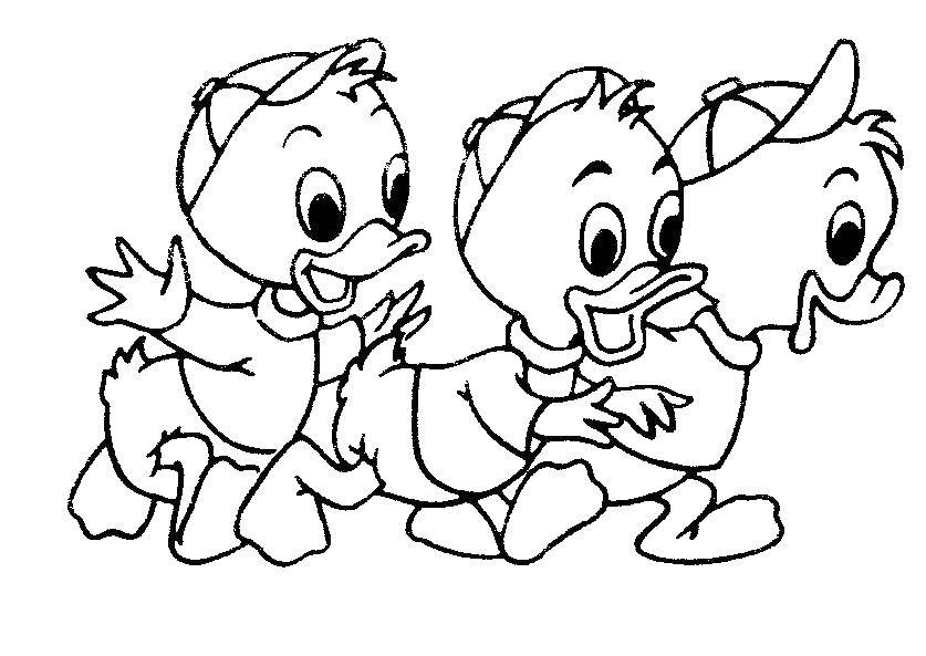 Coloring Nephews of Donald. Category Disney coloring pages. Tags:  Disney, Ducktales, Donald Duck.