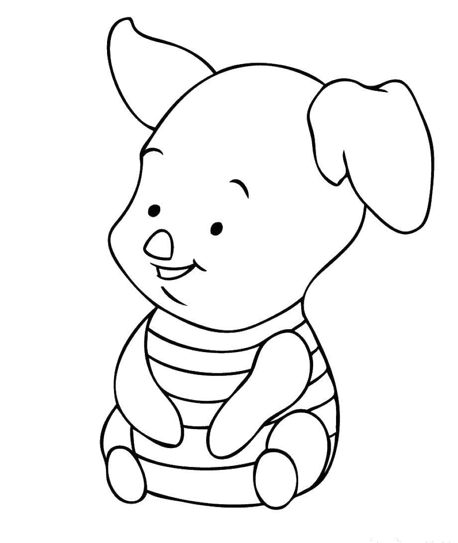Coloring Piglet. Category Disney coloring pages. Tags:  Cartoon character, Winnie the Pooh, Piglet.