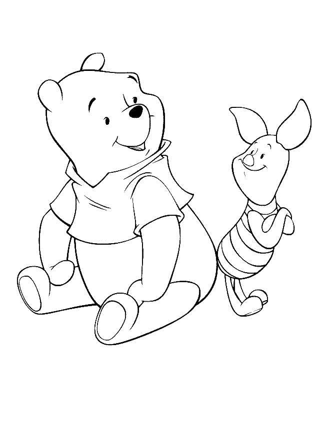 Coloring Winnie the Pooh and Piglet. Category Disney coloring pages. Tags:  Cartoon character, Winnie the Pooh, Piglet.