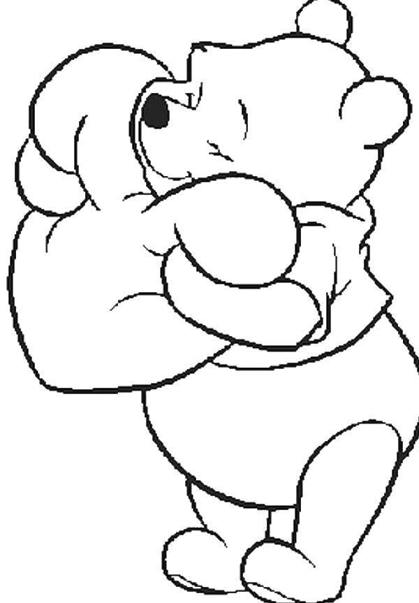 Coloring Winnie the Pooh with a heart. Category cartoons. Tags:  Cartoon character, Winnie the Pooh.