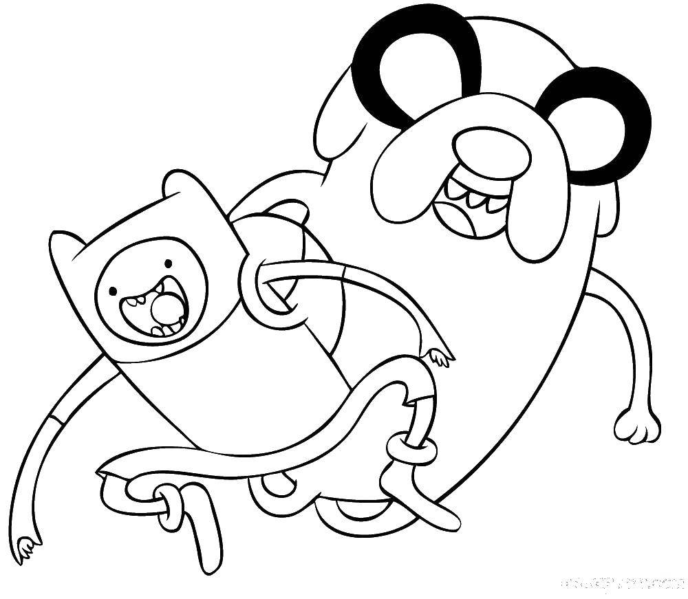 Coloring Finn and Jake. Category Adventure Time. Tags:  The character from the cartoon, Adventure Time.
