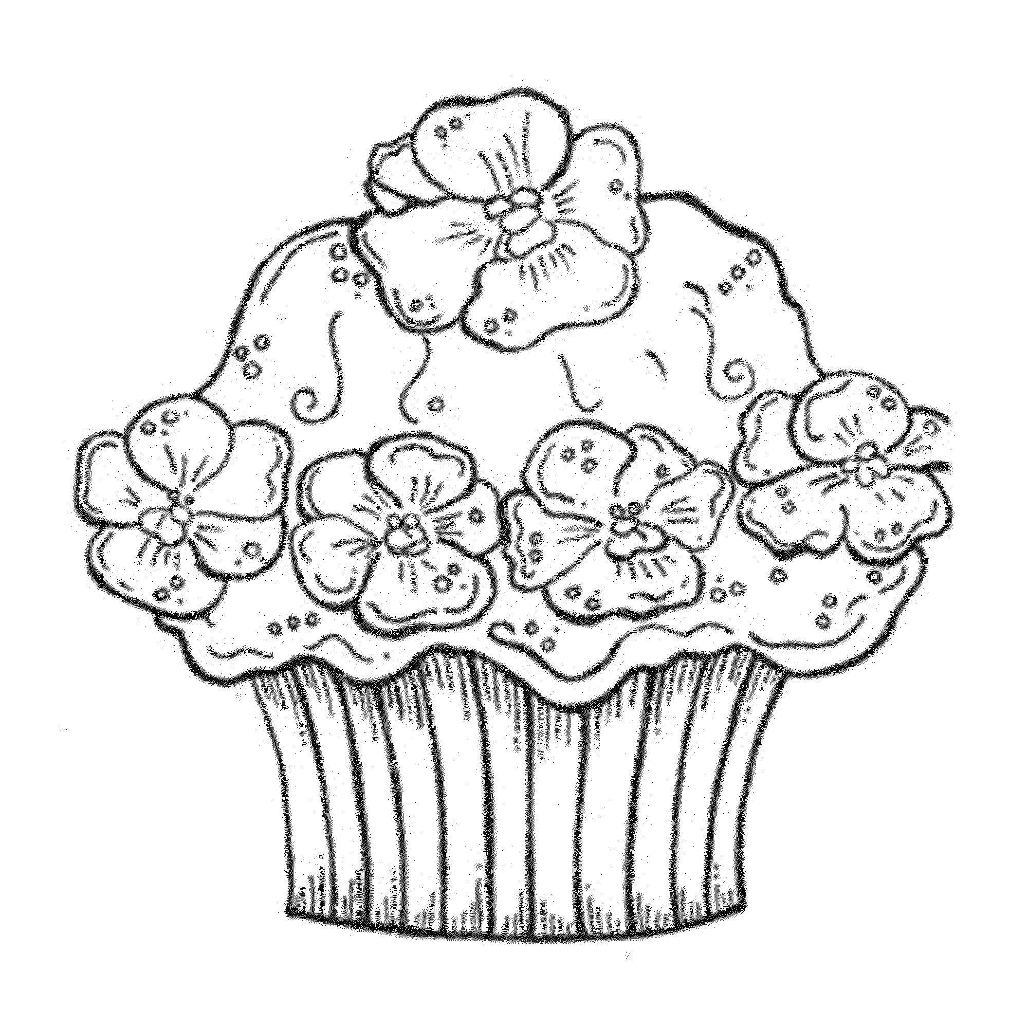 Coloring Cupcake with flowers. Category sweets. Tags:  Sweets.