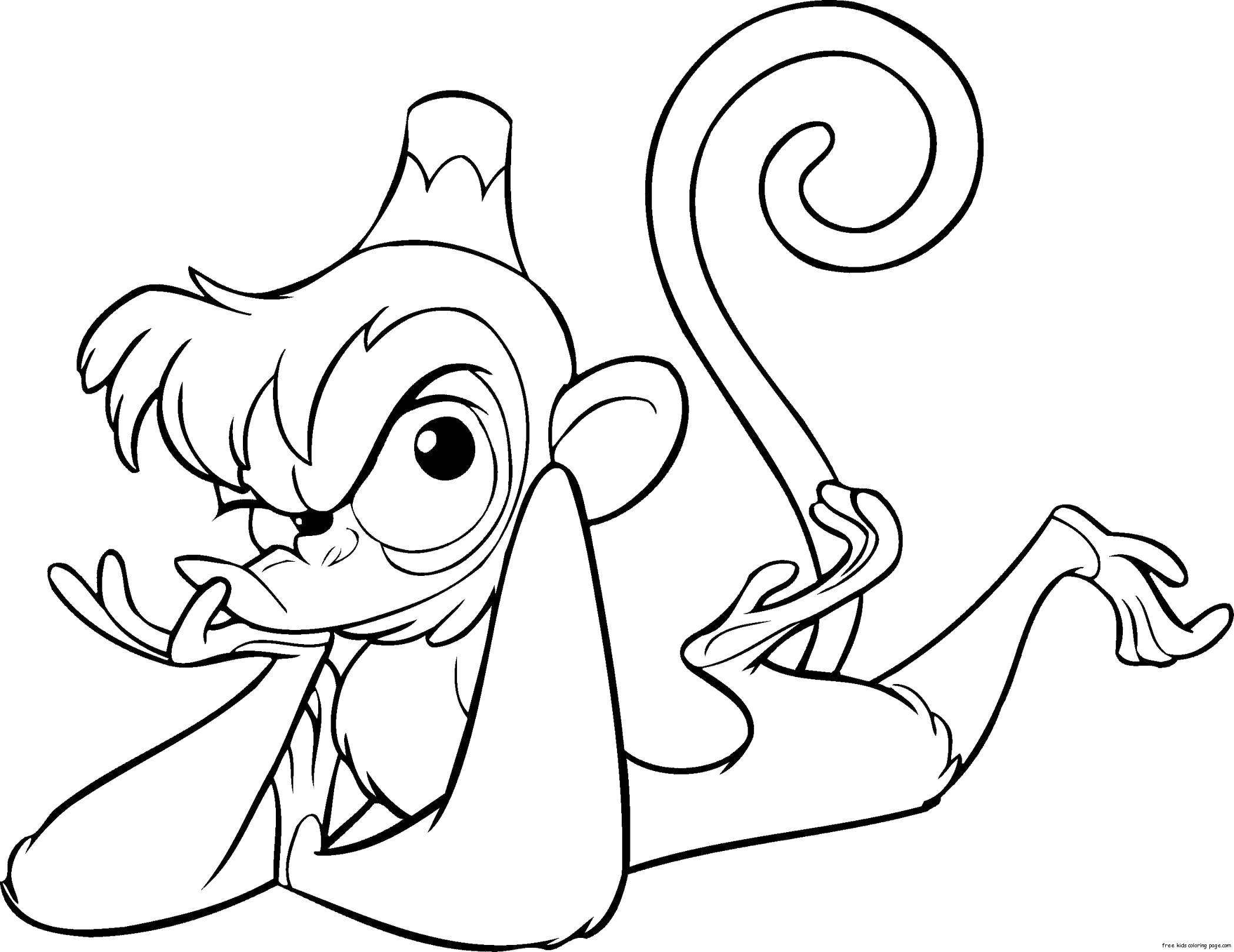 Coloring The monkey from Aladdin . Category Disney coloring pages. Tags:  Disney, Aladdin, Jasmine.