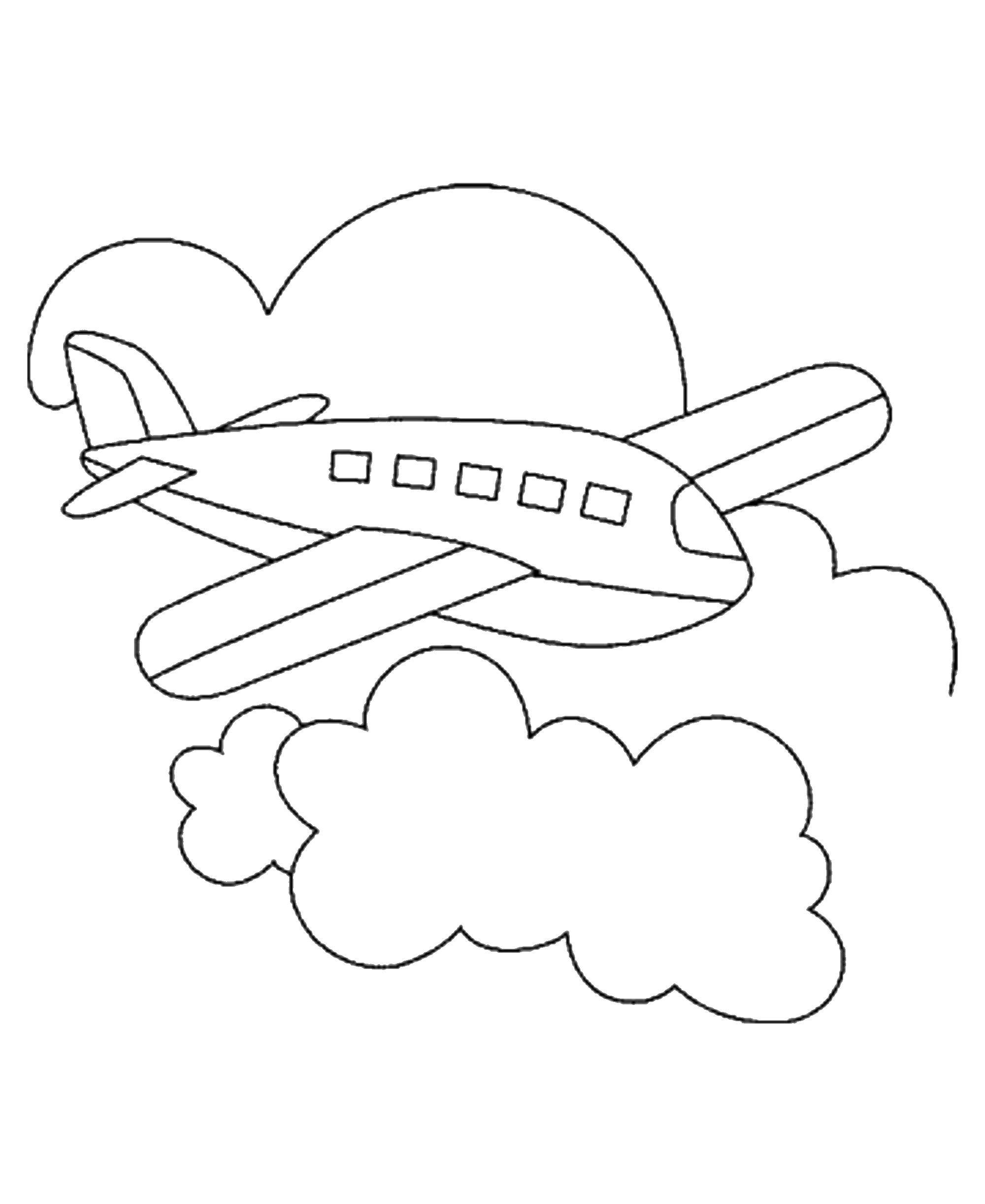 Название: Раскраска Самолёт летит в небе. Категория: самолеты. Теги: Самолёт.
