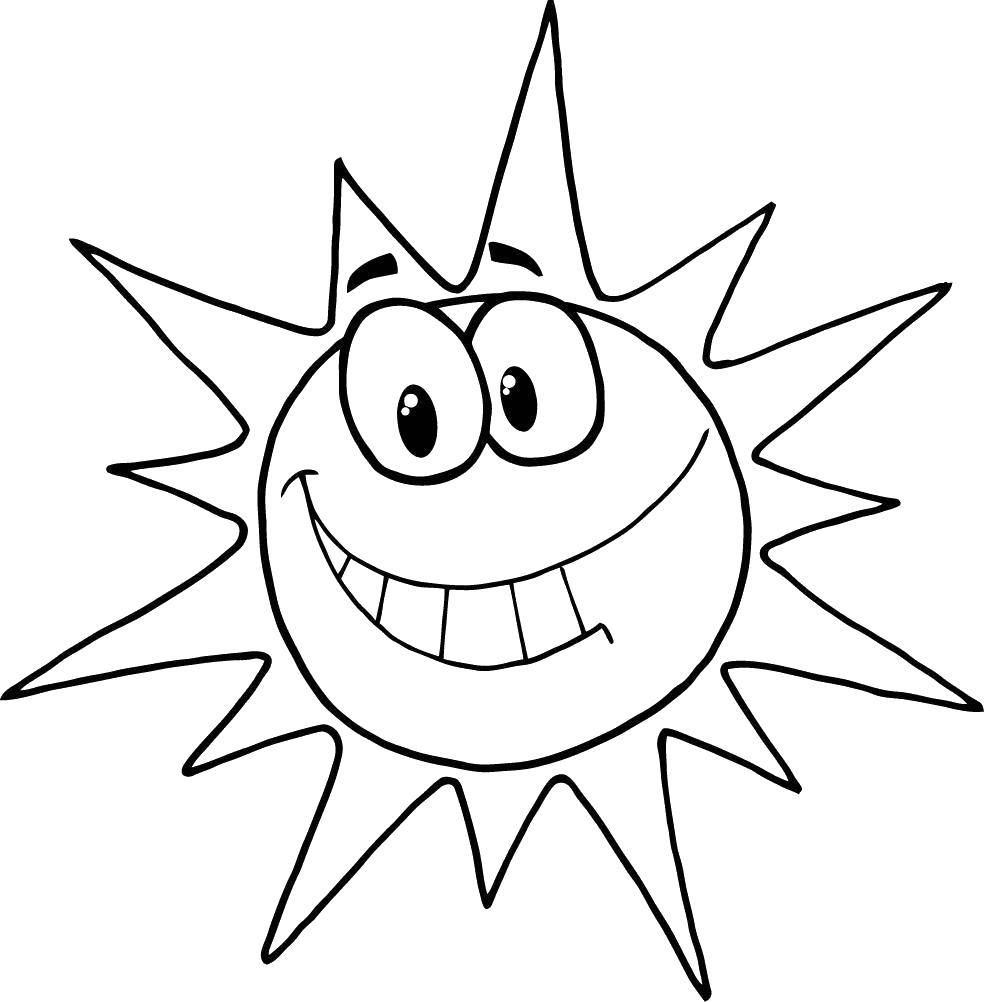 Название: Раскраска Солнышко улыбается. Категория: раскраски для маленьких. Теги: Солнышко, лучи, радость.
