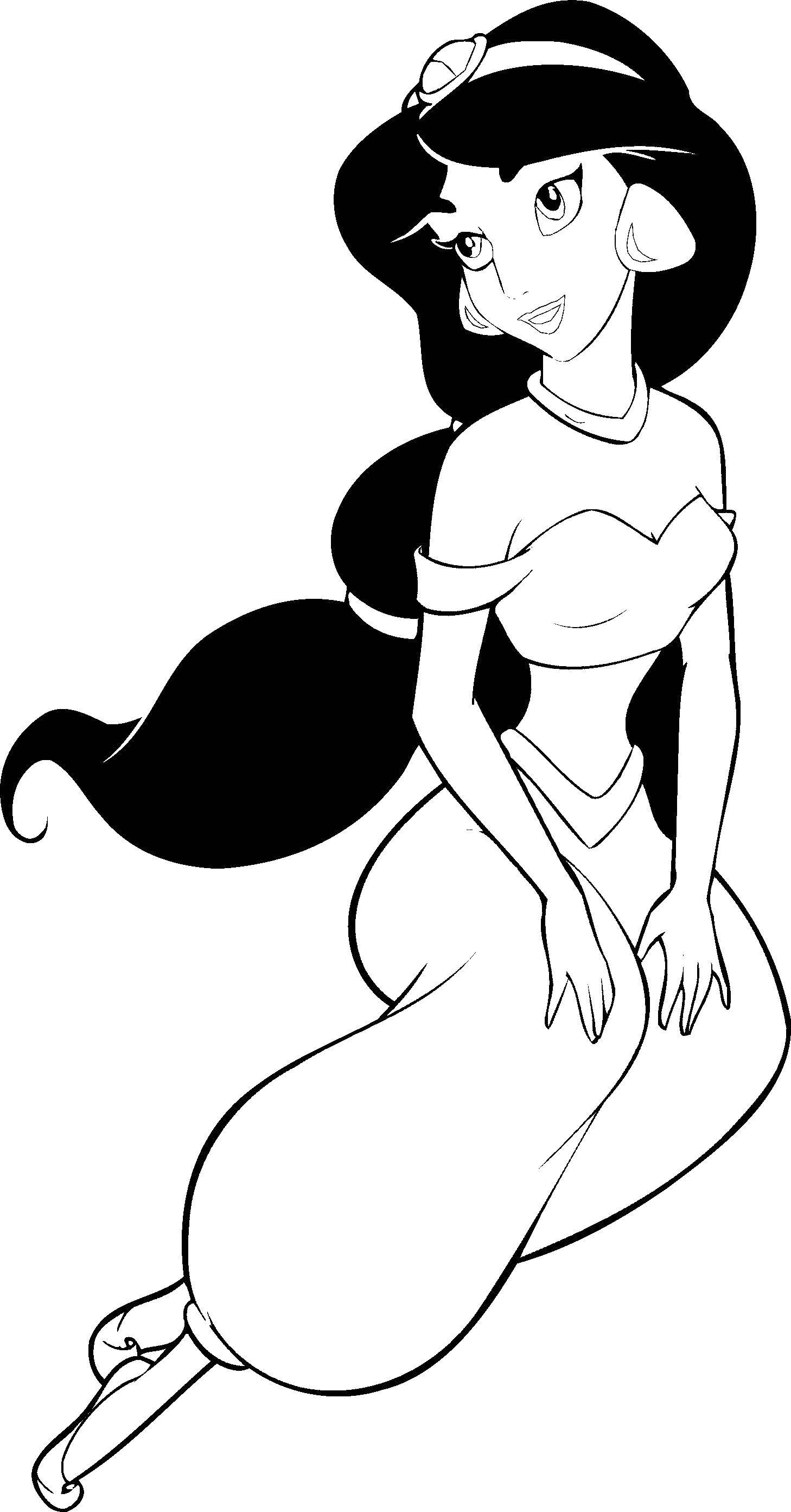 Coloring Jasmine. Category Disney coloring pages. Tags:  Disney, Aladdin, Jasmine.
