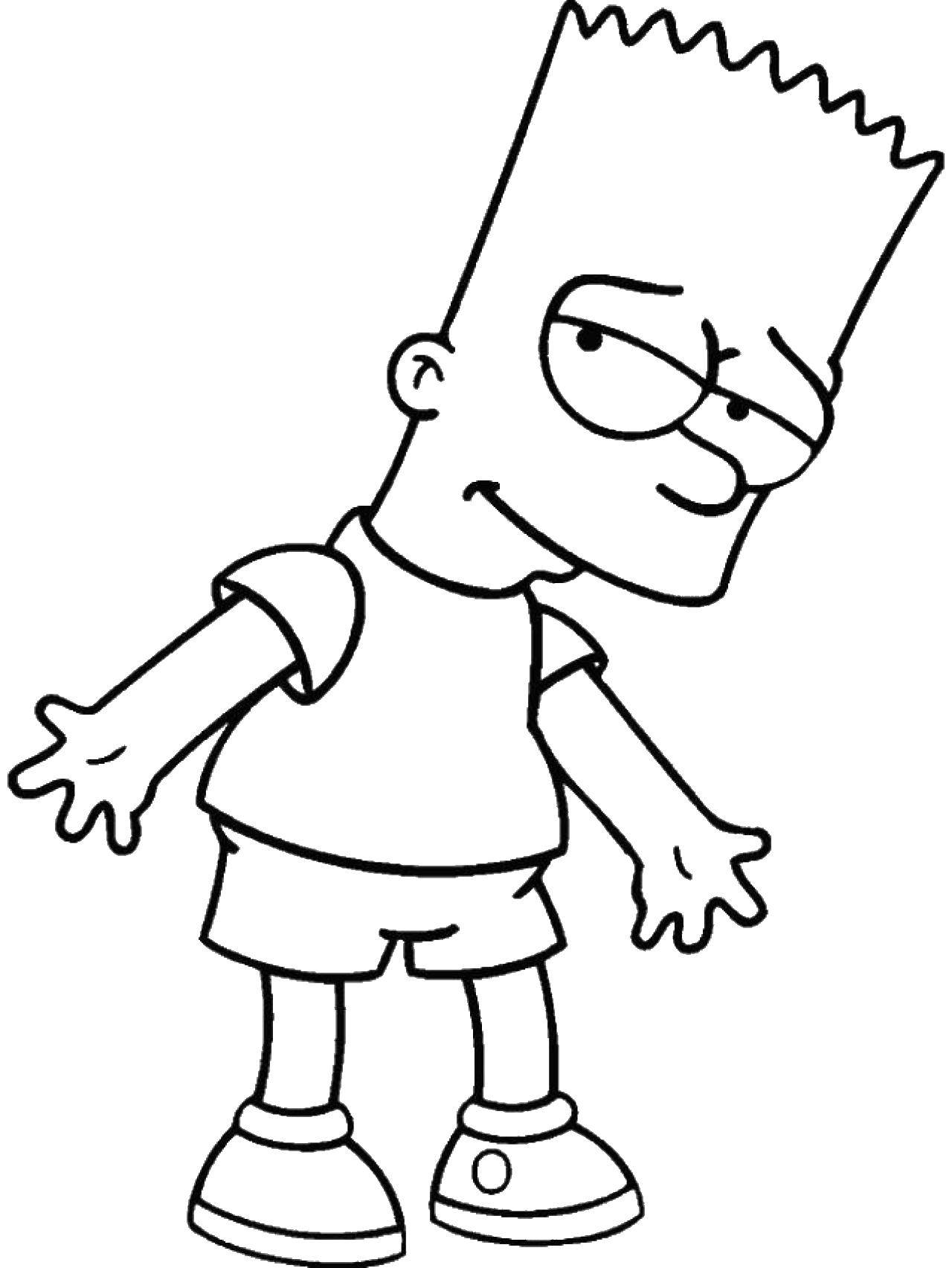 Название: Раскраска Барт симпсон. Категория: мультфильмы. Теги: Персонаж из мультфильма, Симпсоны.
