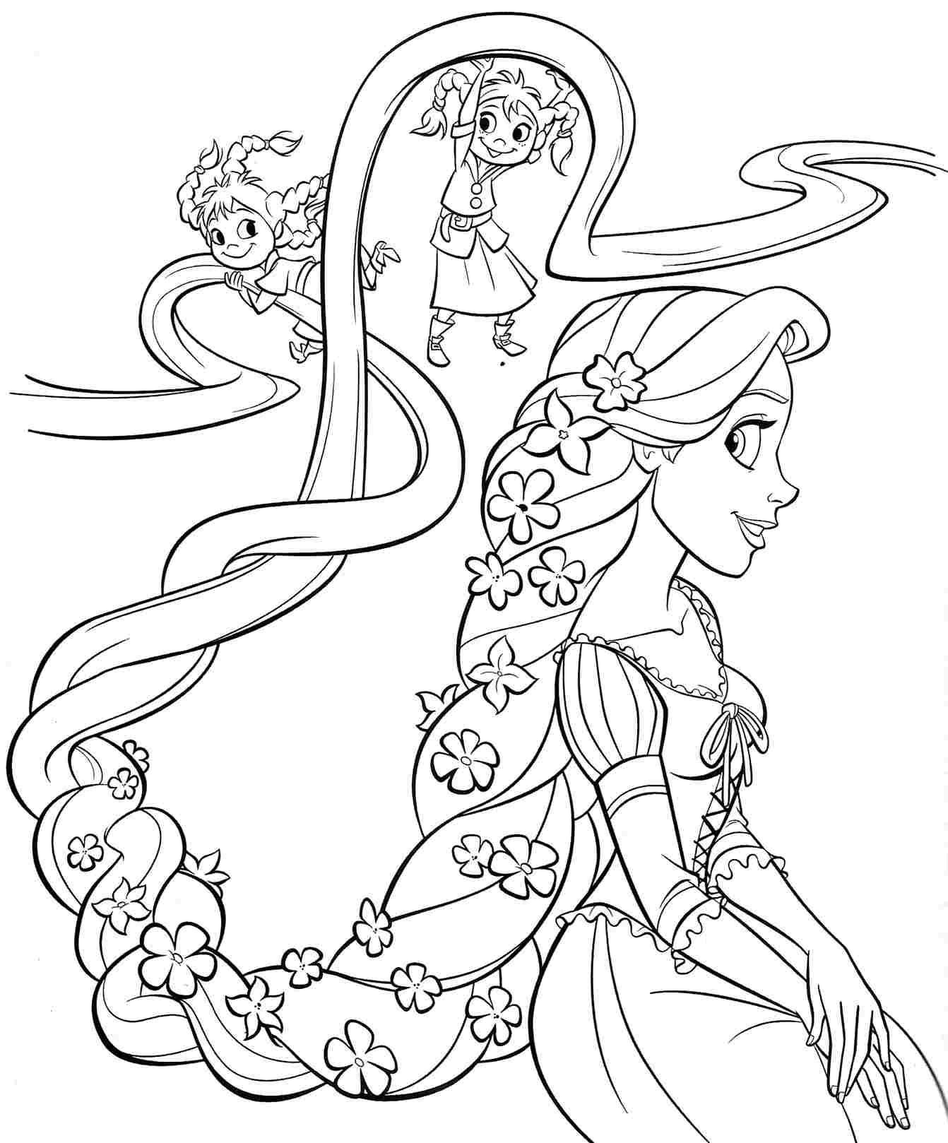 Coloring Long-haired Rapunzel. Category cartoons. Tags:  Disney, Rapunzel.