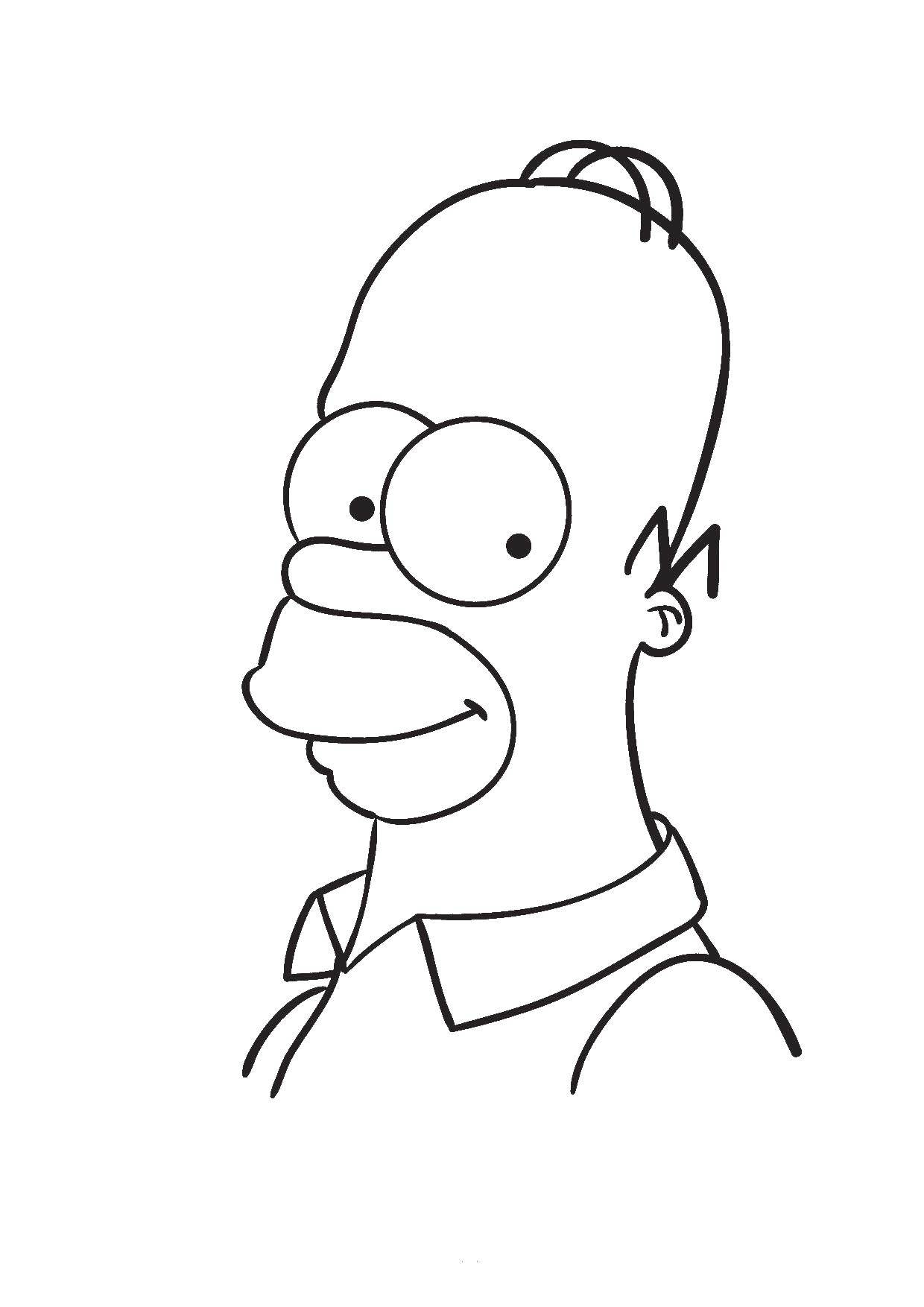 Название: Раскраска Гомер симпсон. Категория: мультфильмы. Теги: Персонаж из мультфильма, Симпсоны.