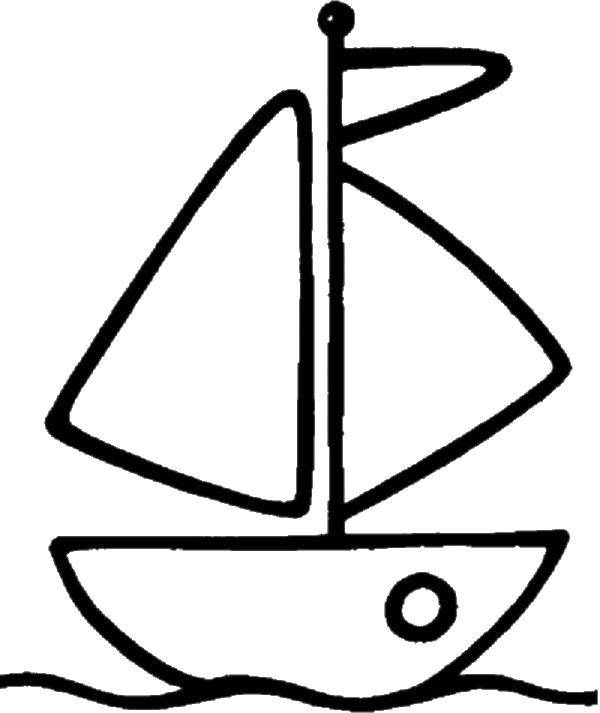 Название: Раскраска Кораблик. Категория: раскраски для маленьких. Теги: корабль, море.