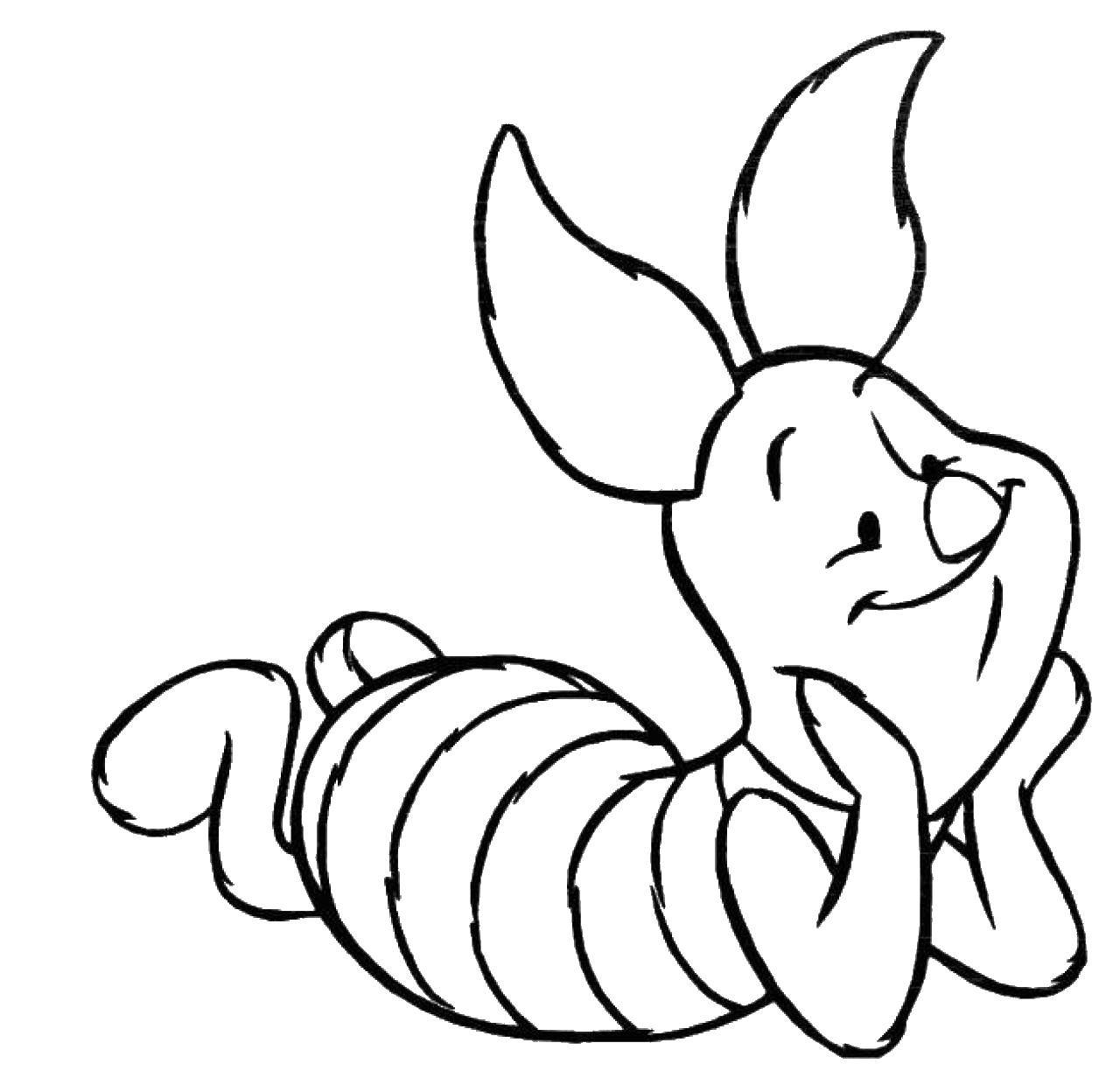 Coloring Piglet. Category Disney coloring pages. Tags:  Cartoon character, Winnie the Pooh, Piglet.