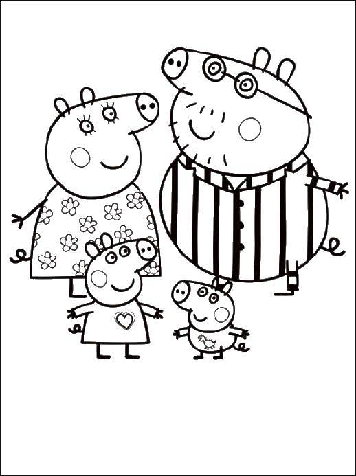 Coloring Family in peppa. Category cartoons. Tags:  Peppa Pig.