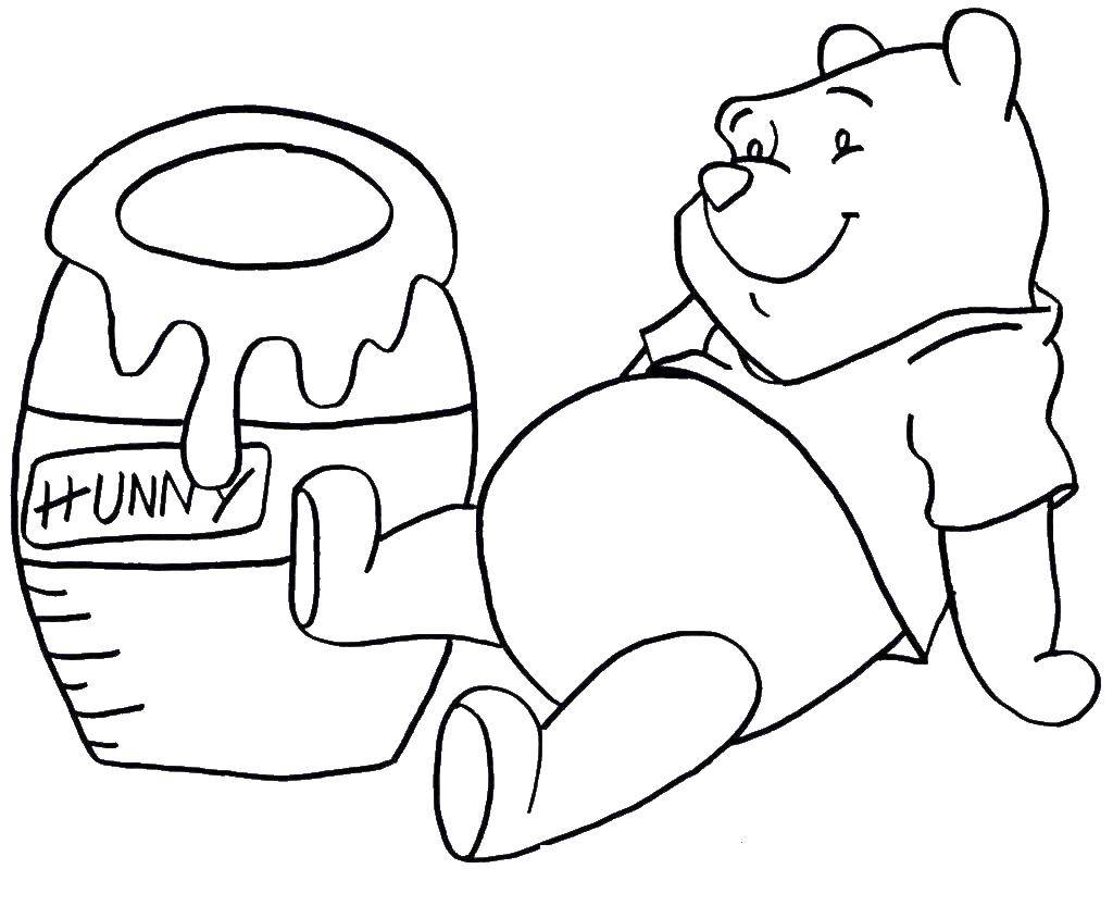 Название: Раскраска Винни объелся мёда. Категория: мультфильмы. Теги: Персонаж из мультфильма, Винни Пух.