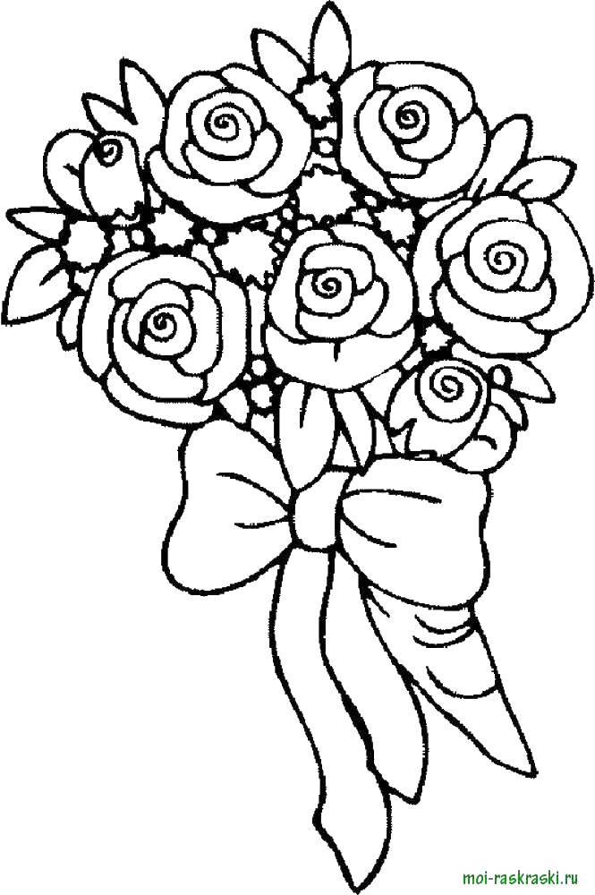 Название: Раскраска Букет цветов. Категория: цветы. Теги: цветы, роза.