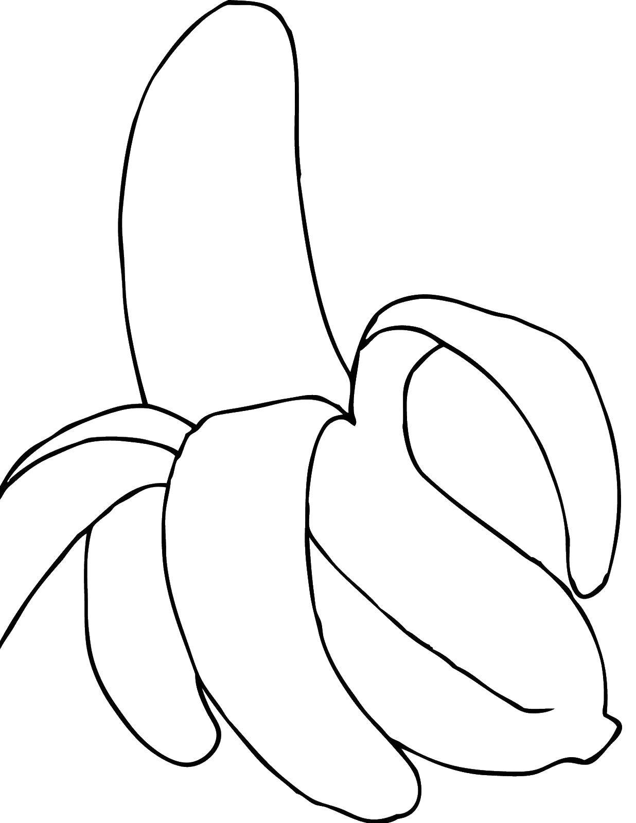 Название: Раскраска Открытый банан. Категория: фрукты. Теги: фрукты, банан.