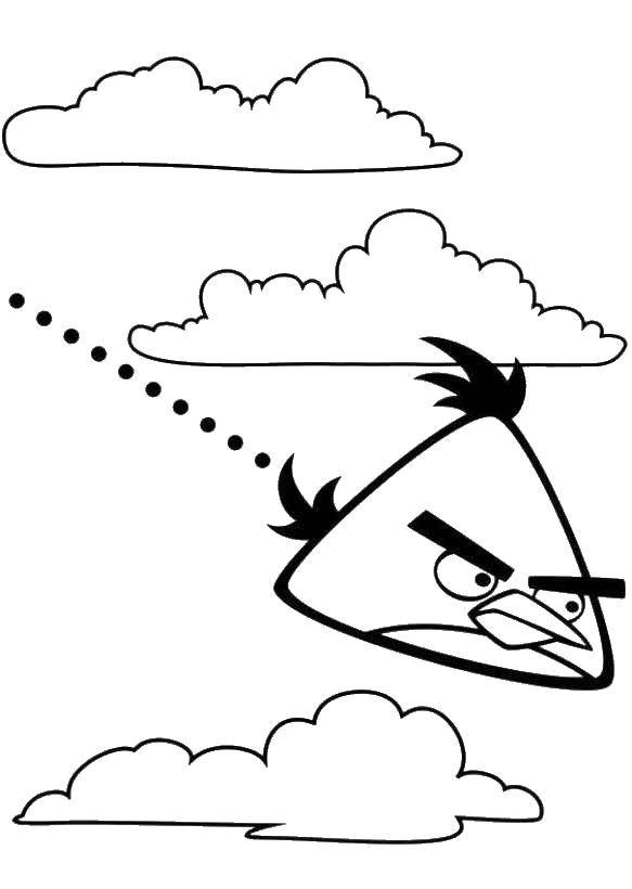 Coloring Bird from angry birds flying at pigs. Category angry birds. Tags:  Games, Angry Birds .