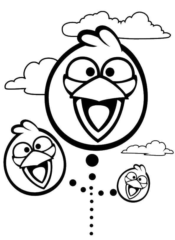 Название: Раскраска Птички из angry birds летят на свиней. Категория: angry birds. Теги: Игры, Angry Birds .
