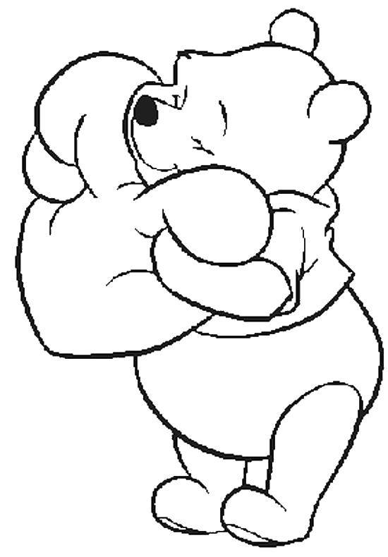 Coloring Winnie the Pooh with a heart. Category cartoons. Tags:  Cartoon character, Winnie the Pooh.