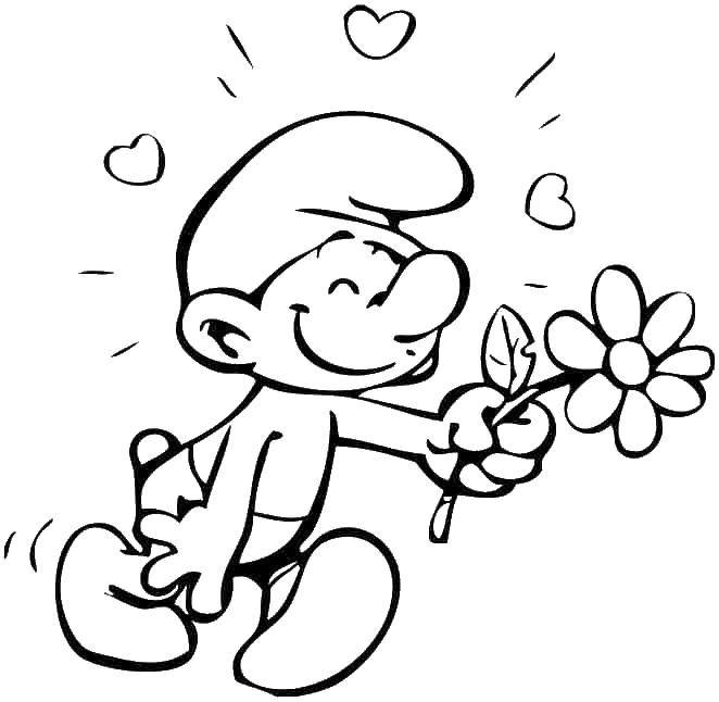 Coloring In love with a smurf. Category Smurfs. Tags:  Cartoon character, Smurfs, fun.