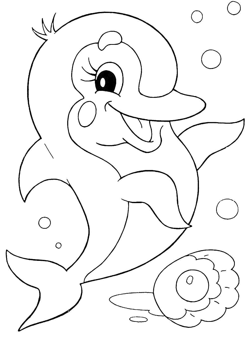 Название: Раскраска Дельфин. Категория: раскраски для маленьких. Теги: дельфин.