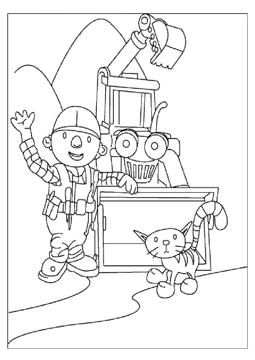 Coloring Tractor and Builder. Category cartoons. Tags:  Tractor, people.