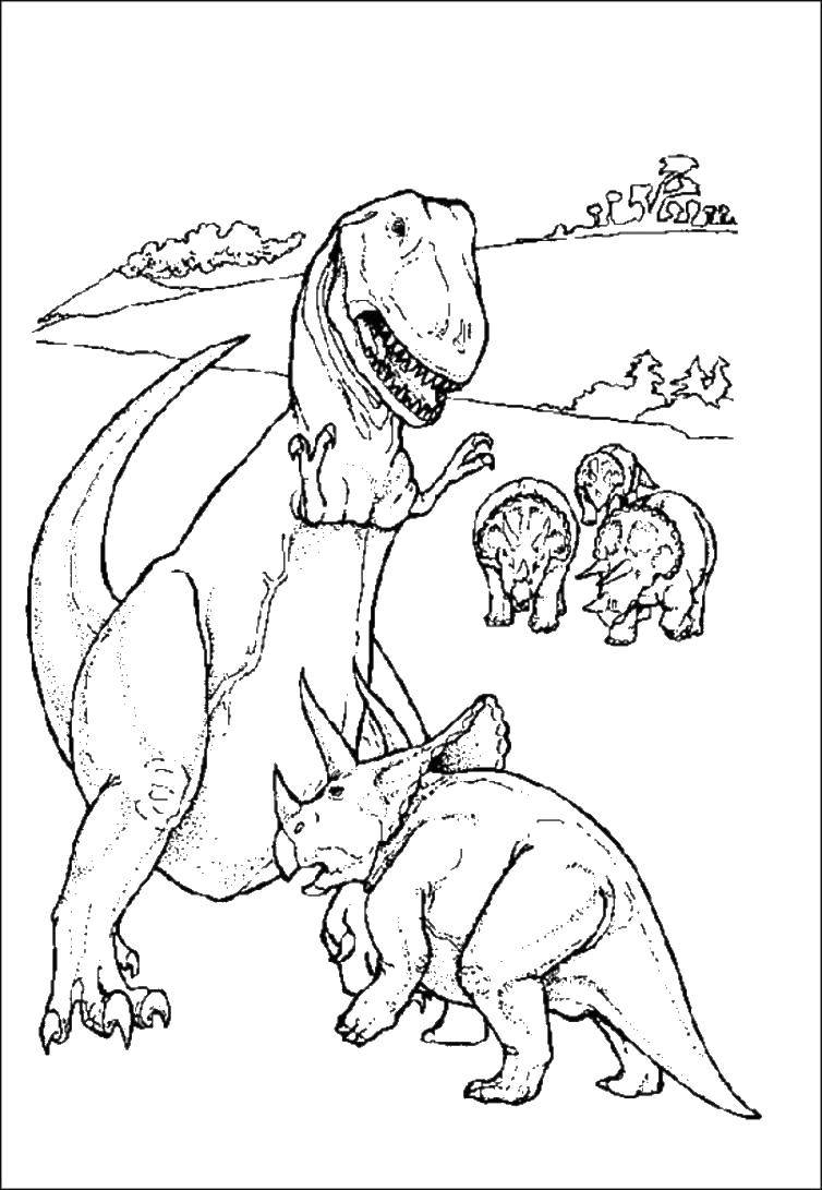 Coloring Dinosaurs fighting. Category dinosaur. Tags:  Dinosaur, Rex.