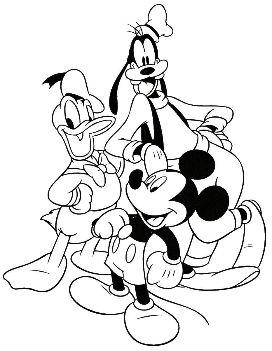Coloring Mickey, Donald and goofy. Category cartoons. Tags:  Disney, Mickey Mouse, Donald Duck, Goofy.