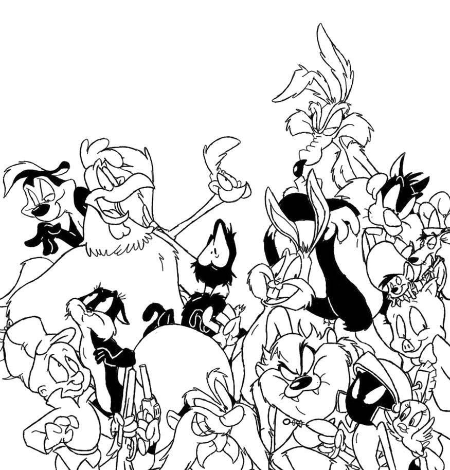 Название: Раскраска Персонажи мультфильмов «looney tunes». Категория: мультфильмы. Теги: Looney Tunes, персонажи, мультфильмы.