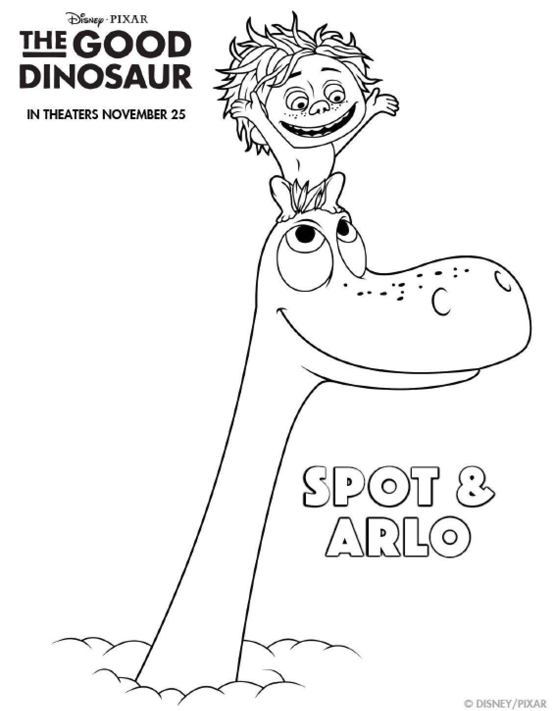 Название: Раскраска Спот и арло. Категория: динозавр. Теги: Динозавры.