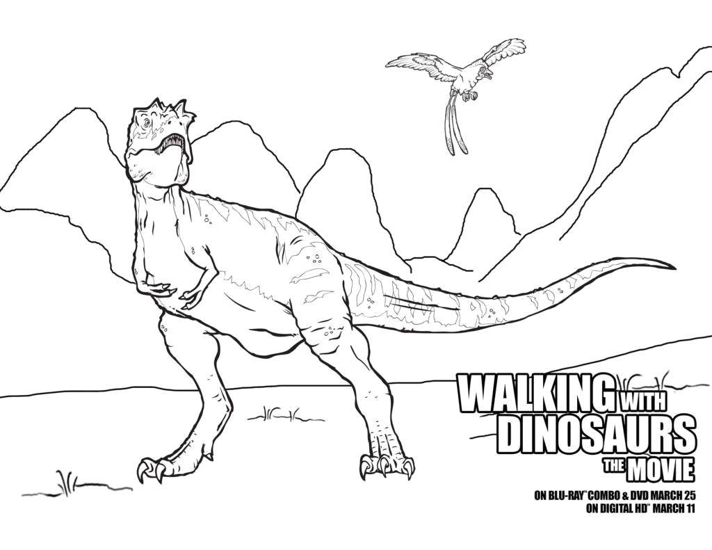 Название: Раскраска Прогулка с динозаврами. Категория: динозавр. Теги: Динозавры.
