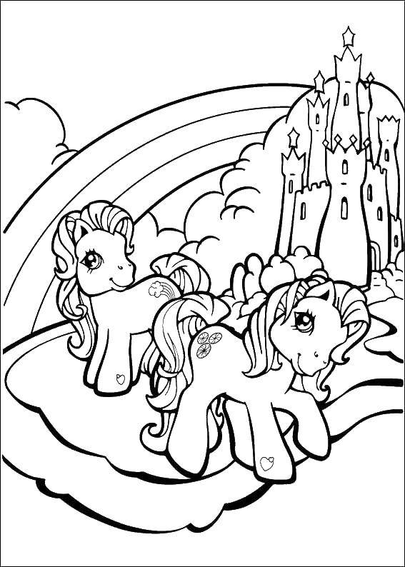 Название: Раскраска Пони принцессы. Категория: мой маленький пони. Теги: Пони, My little pony .