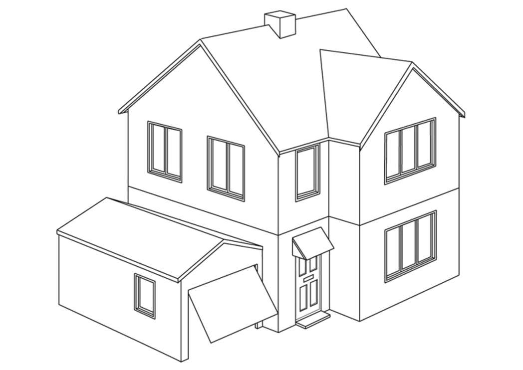 Опис: розмальовки  Двоповерховий будиночок. Категорія: будинку. Теги:  Будинок, будівлю.