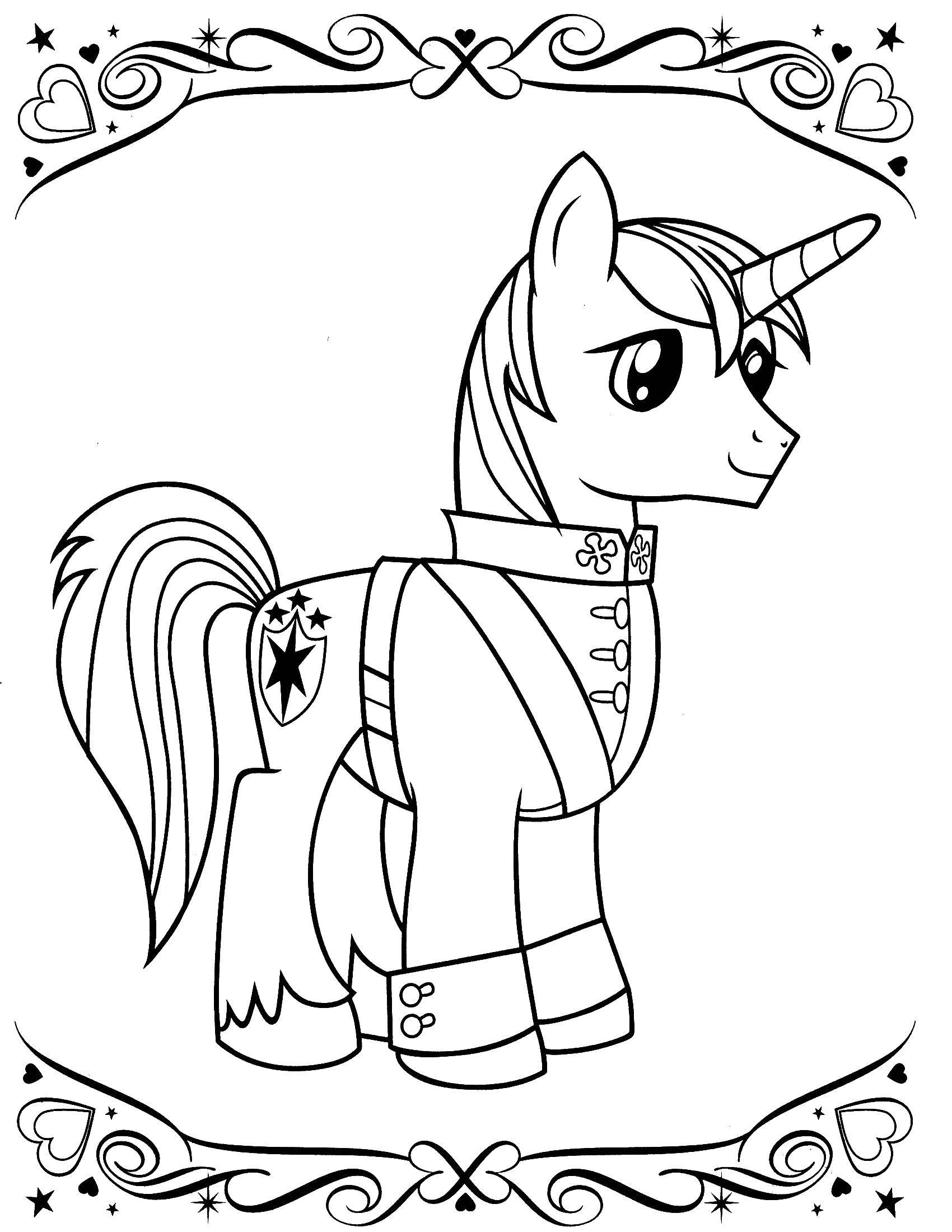 Название: Раскраска Пони единорог. Категория: мой маленький пони. Теги: Пони, My little pony .