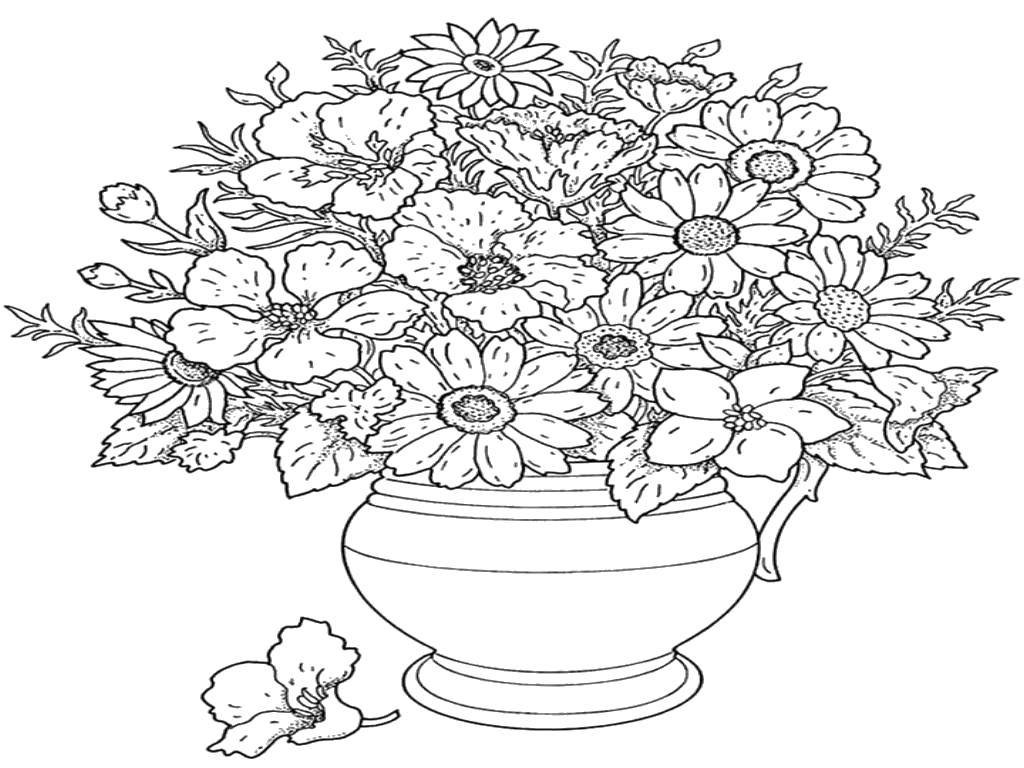Coloring A vase full of flowers. Category flowers. Tags:  Flowers, bouquet, vase.