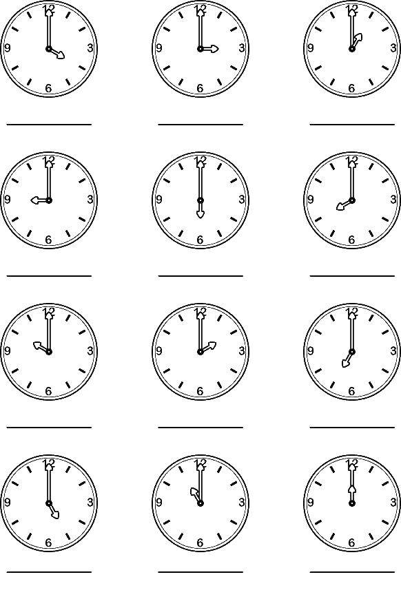 Опис: розмальовки  Вчимося визначати час на годинниках. Категорія: розмальовки цифри. Теги:  Цифри, лічба, числа.
