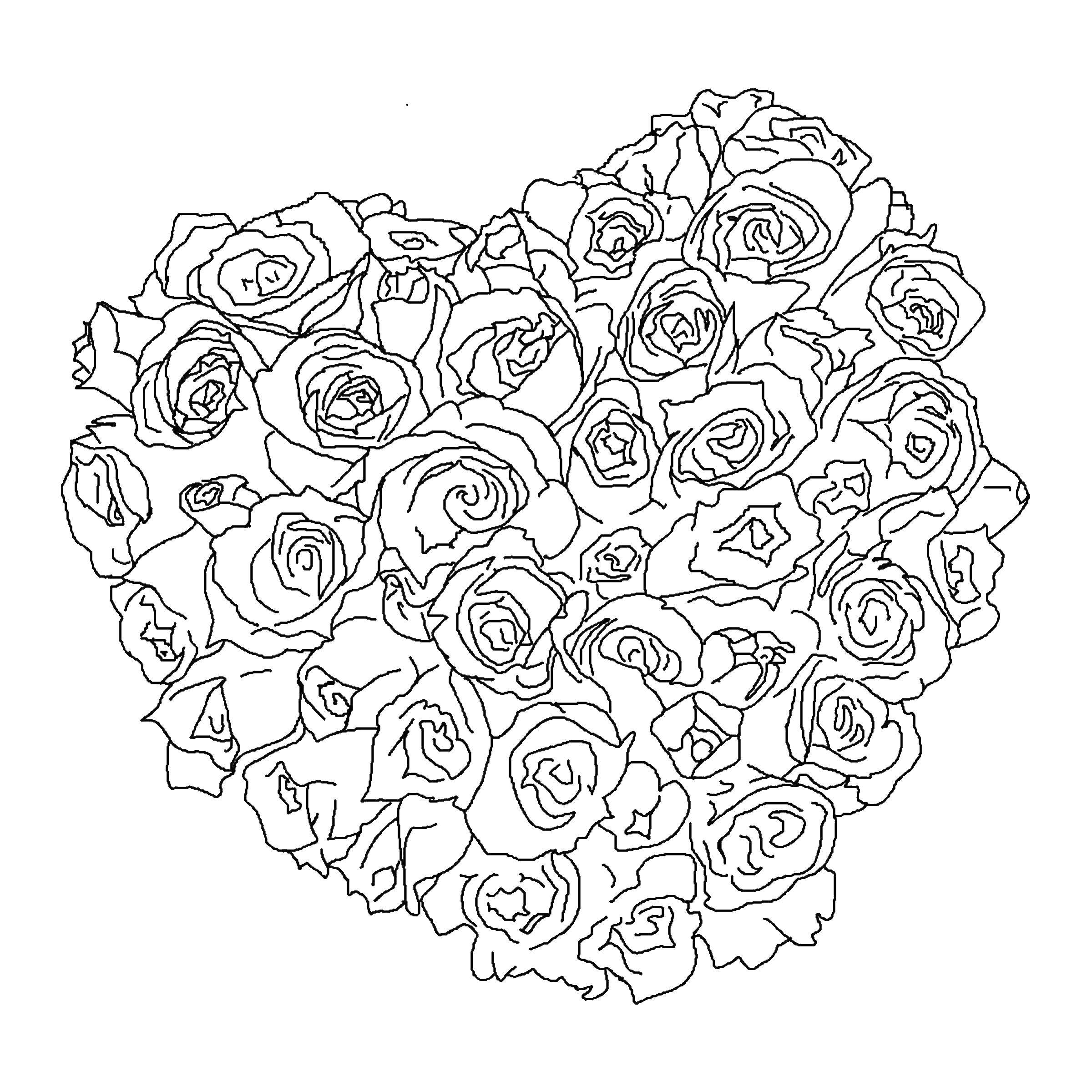 Coloring Floral heart. Category Valentines day. Tags:  Valentines day, love, heart, flowers.
