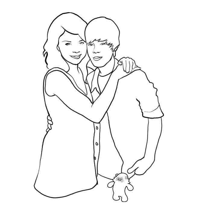 Coloring Selena Gomez and Justin Bieber. Category coloring. Tags:  Celebrity.